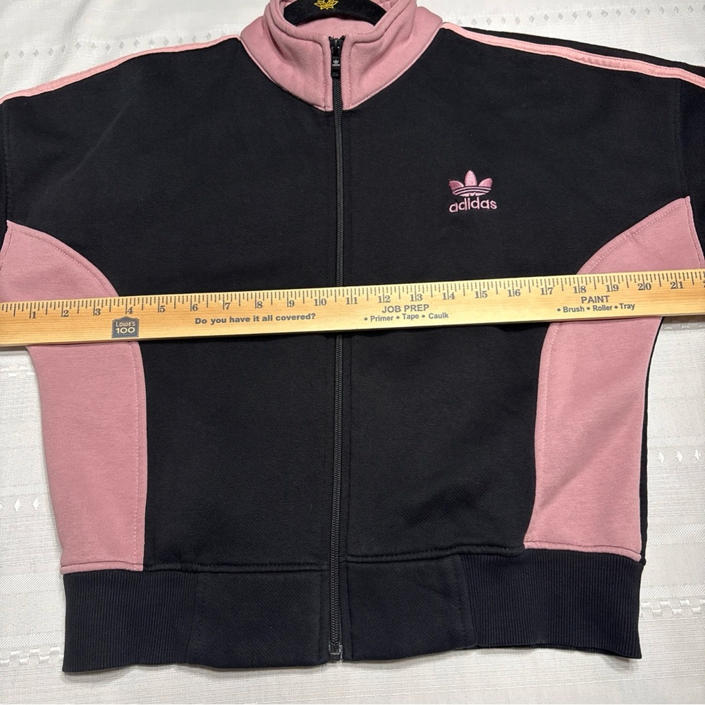 Adidas Womens Black / Mauve Zip Up Jacket/ Sweatshirt -Sz XL - Picture 4 of 6